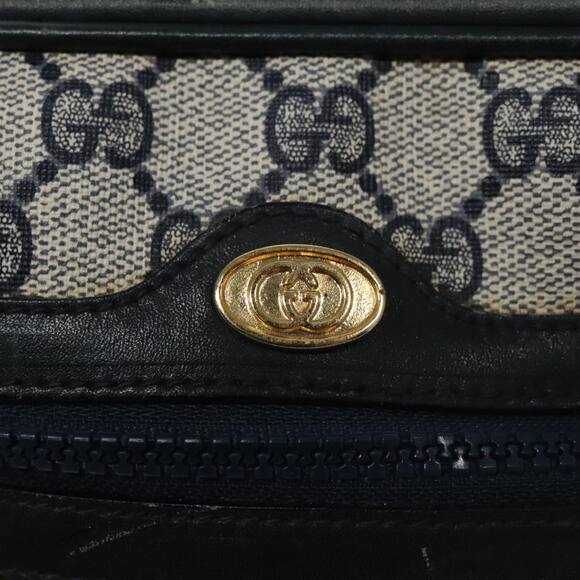 GUCCI GG Supreme Sherry Line Shoulder Bag Pvc Leather Navy Red - Picture 14 of 16